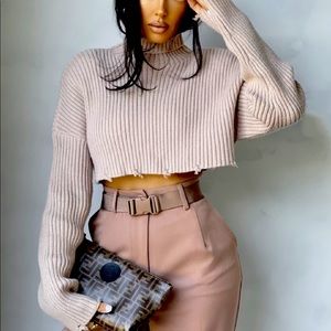 JLUXLABEL Beige Farah Turtleneck Sweater